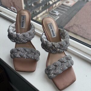 Steve Madden Kenley Heel - Silver Sparkle Size 7.5